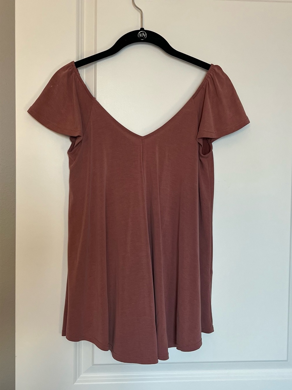 Green Envelope Flutter Sleeve V-Neck Blouse